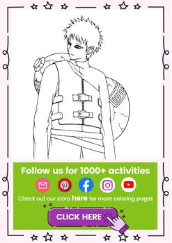 Free gaara coloring pages printable worksheets for kids mcpo tpt