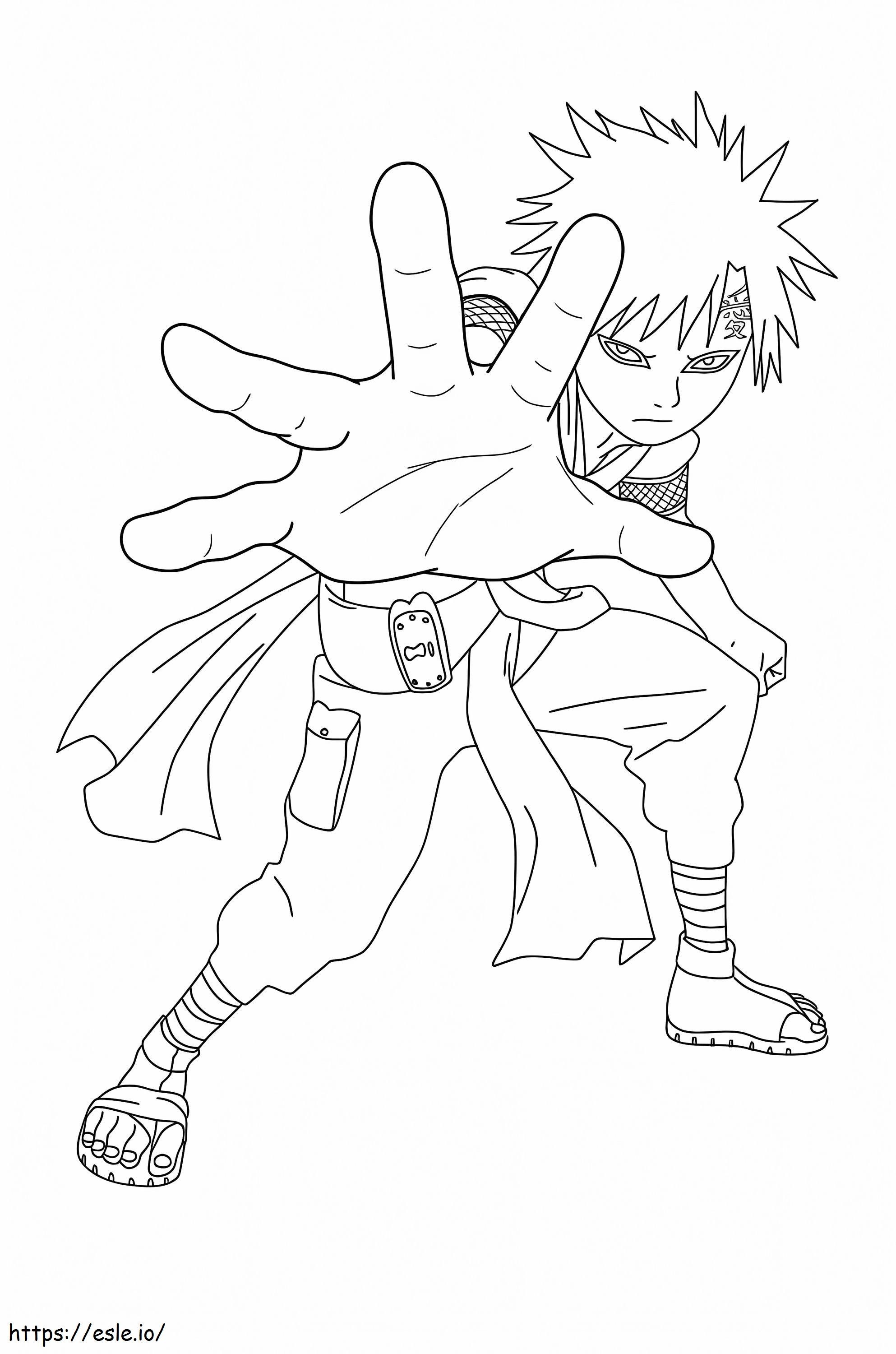 Gaara fighting coloring page