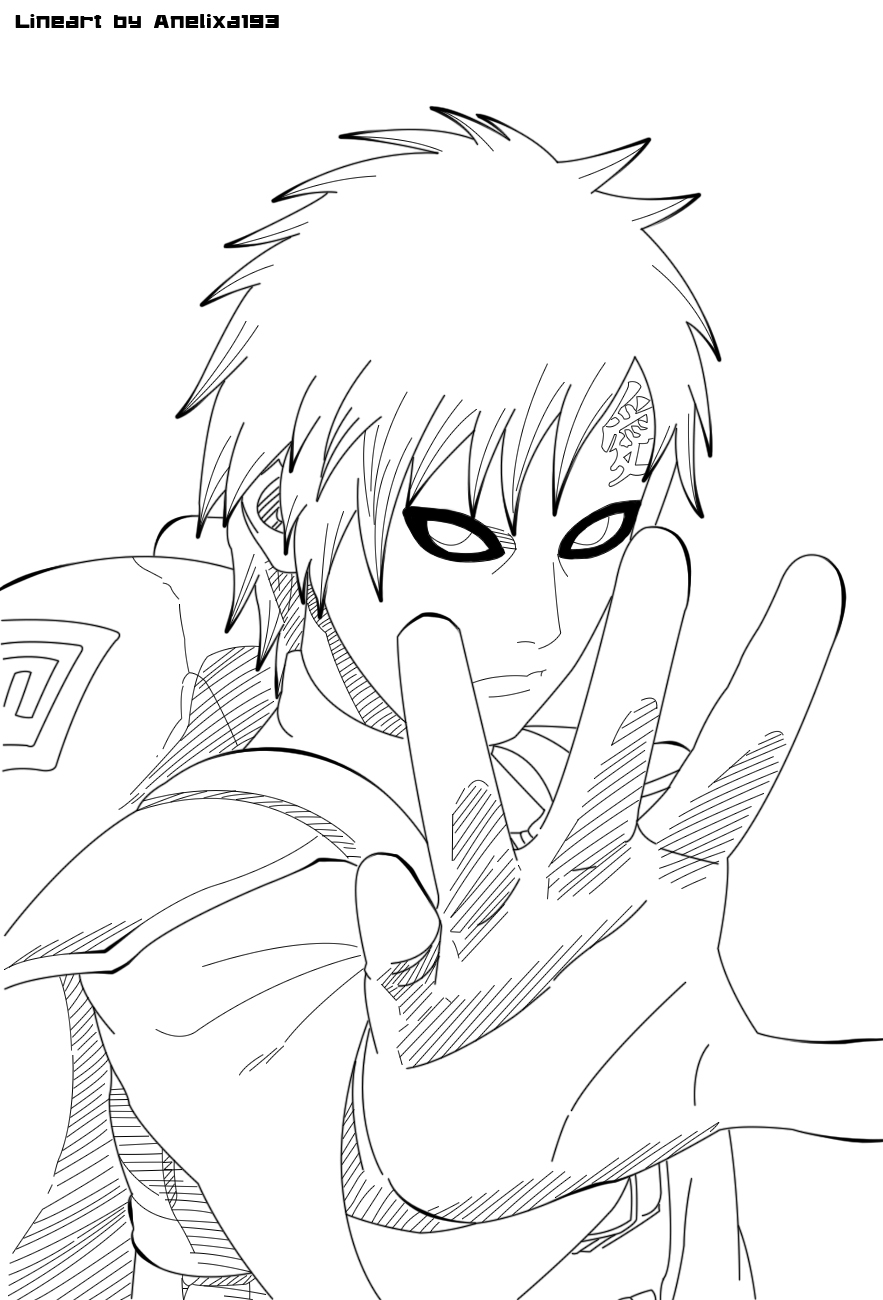 Gaara lineart by xevy