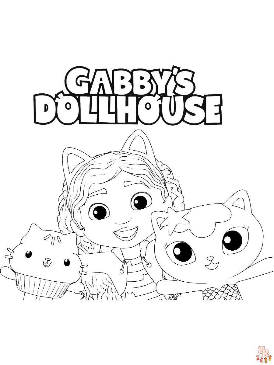 Gabby dollhouse coloring pages free easy for kids