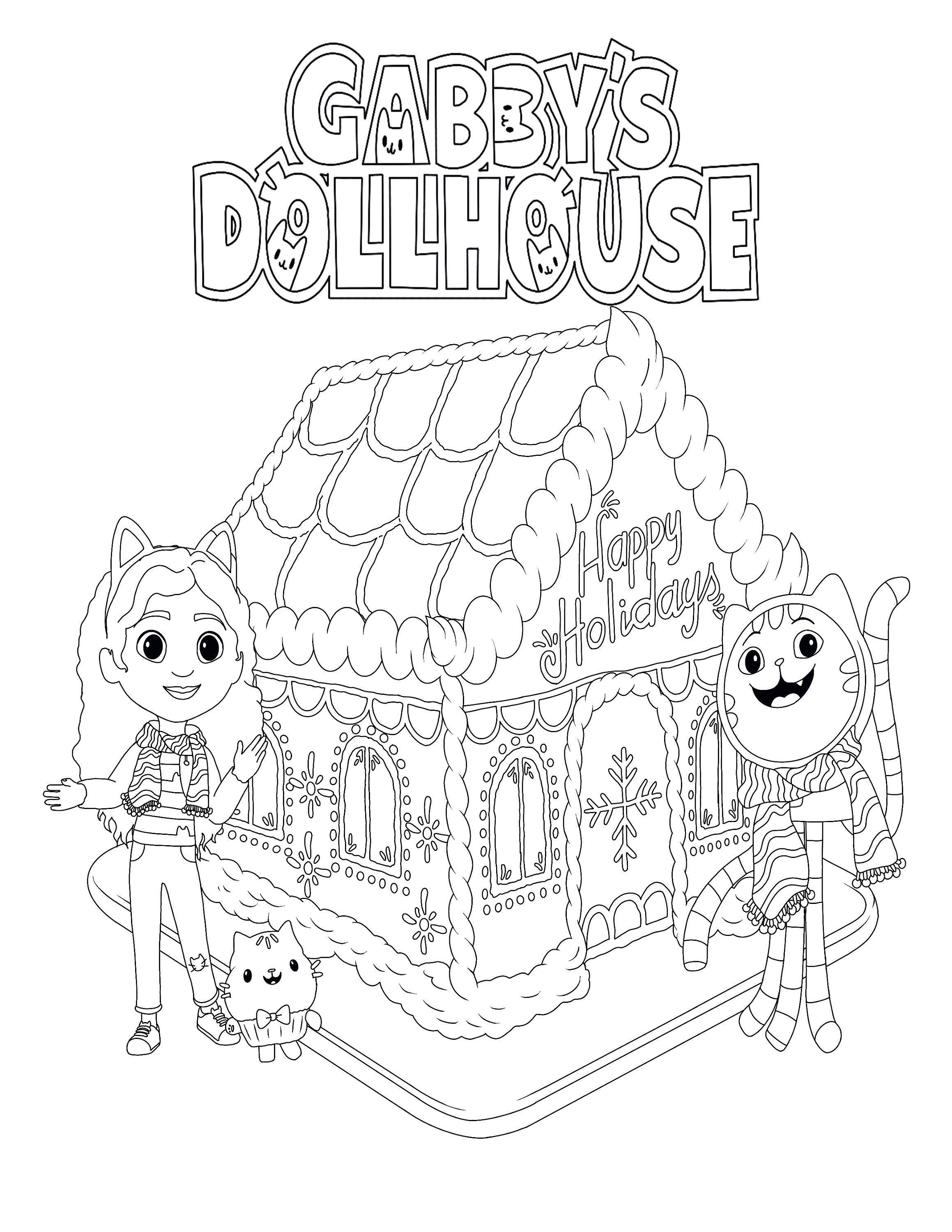 Gabbys dollhouse holiday coloring page printable download