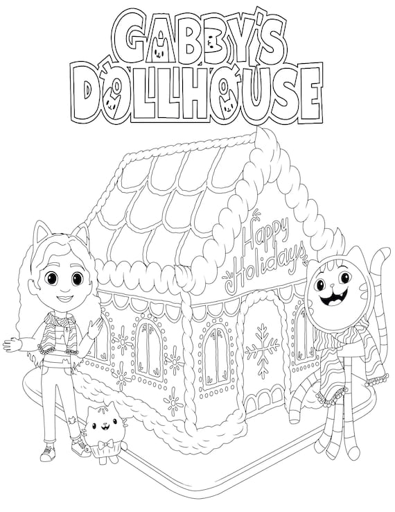 Five pack of kids coloring sheets gabbys dollhouse and friends