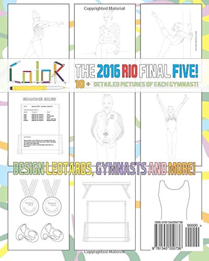 Rio gymnastics final five coloring book for kids simone biles gabby douglas laurie hernandez aly raisman madison kocian