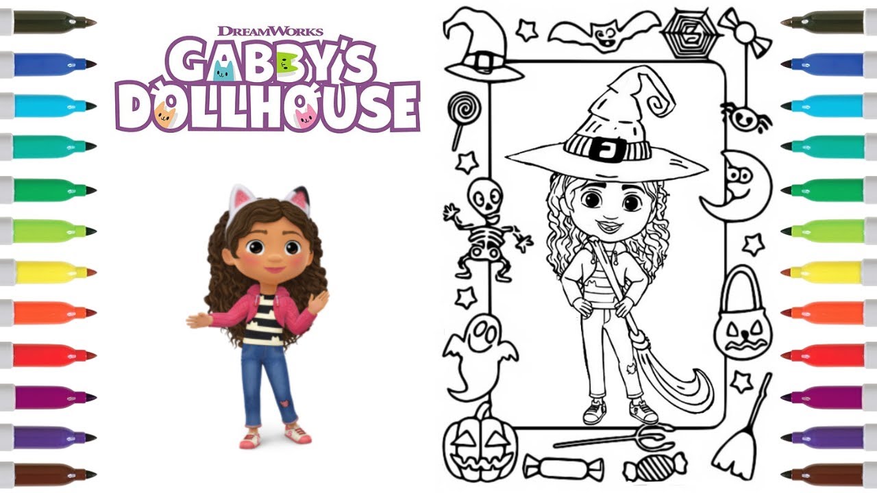 Gabbys dollhouse coloring page gabbys halloween guy arthur