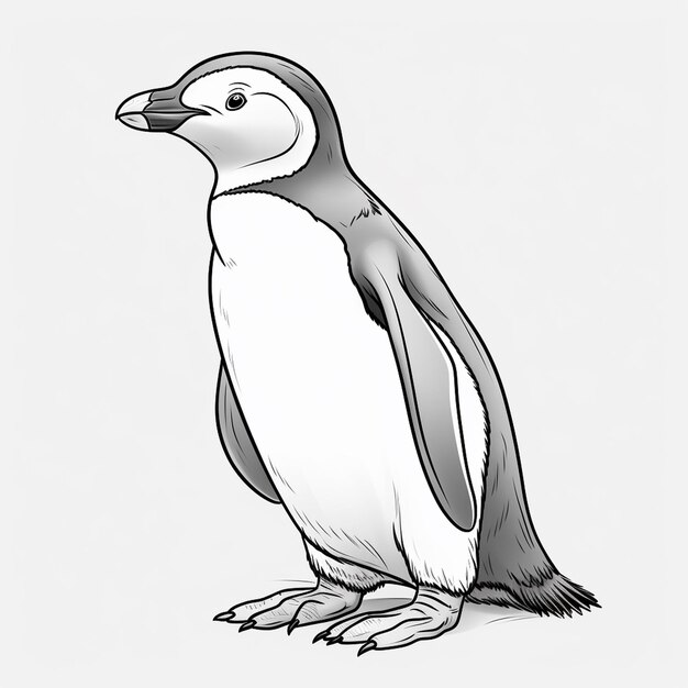 Premium ai image galapagos penguin kid art hand drawn flat coloring book kawaii line art