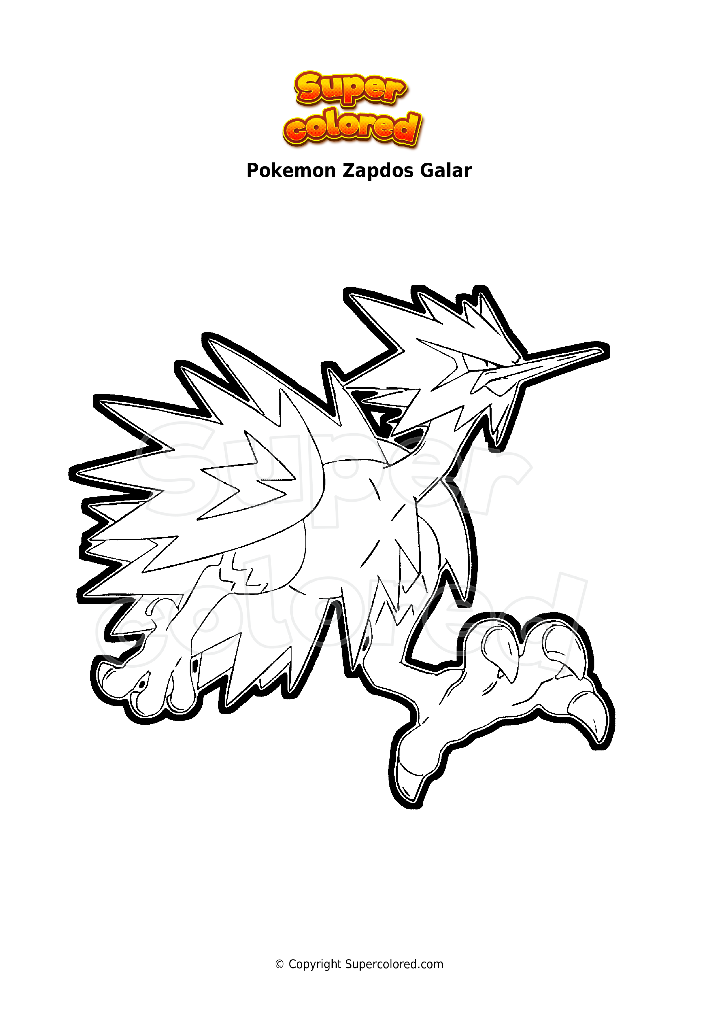 Coloring page pokemon zapdos galar