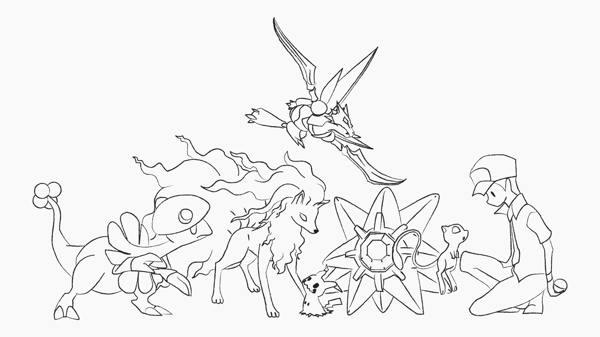 Oc im not very good at coloring but i did sketch out my favorite pokemon heres hoping they all make it to galar rpokemon