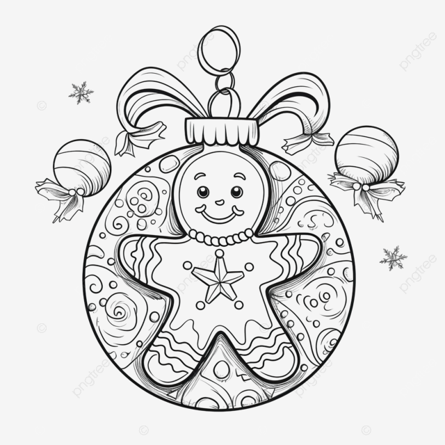 Feliz navidad lindo dibujo de galleta de jengibre con adornos navideãos boceto para colorear png dibujos dibujos animados de navidad linda navidad personaj navideãos png imagen para dcarga gratuita