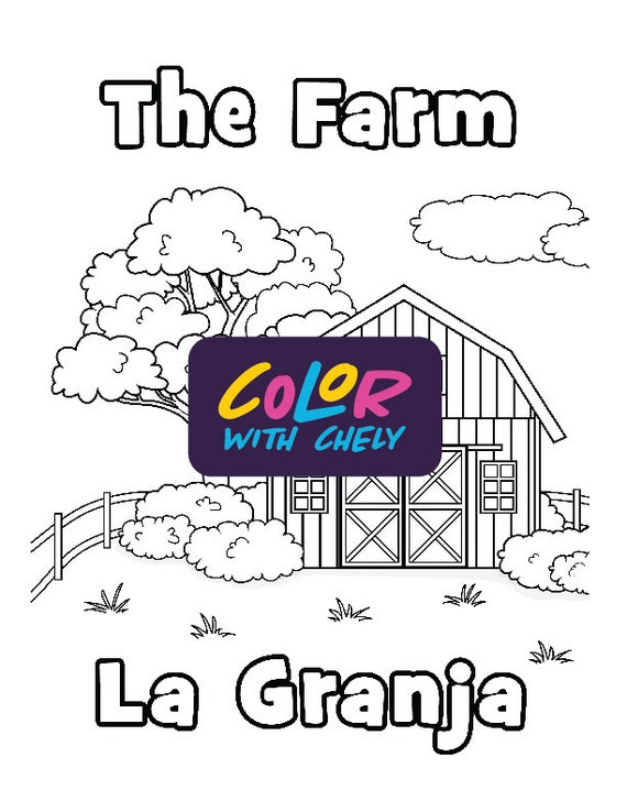 Learn spanish with farm animal coloring pages instant download animales de granja paginas bilingue para colorear descarga instantanea