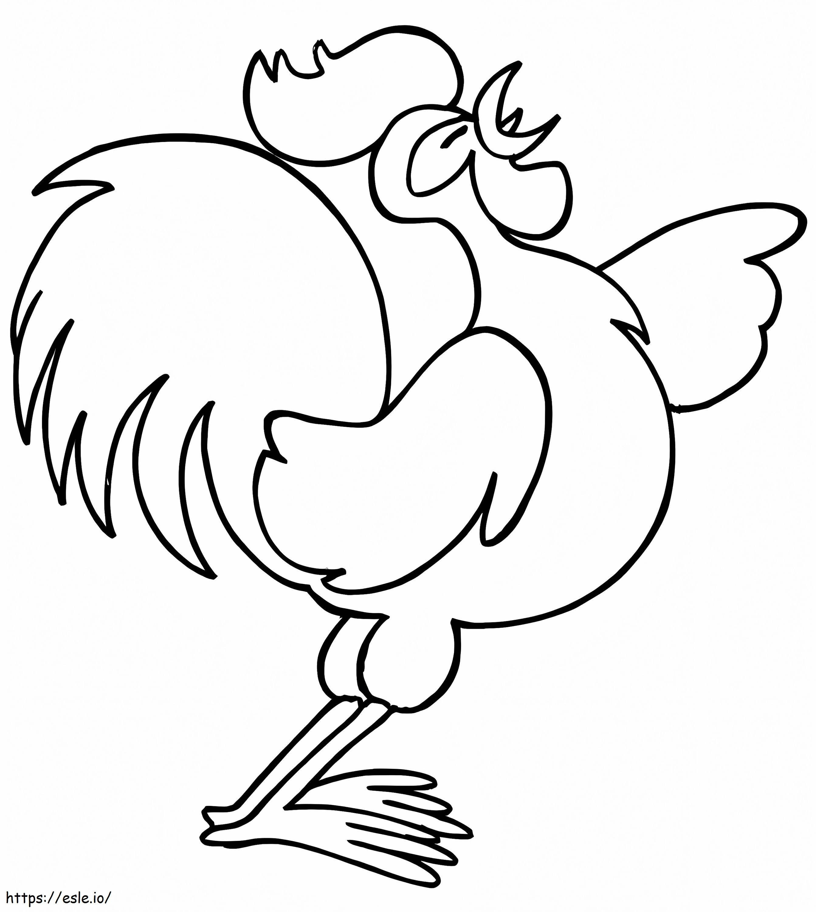 Funny rooster coloring page