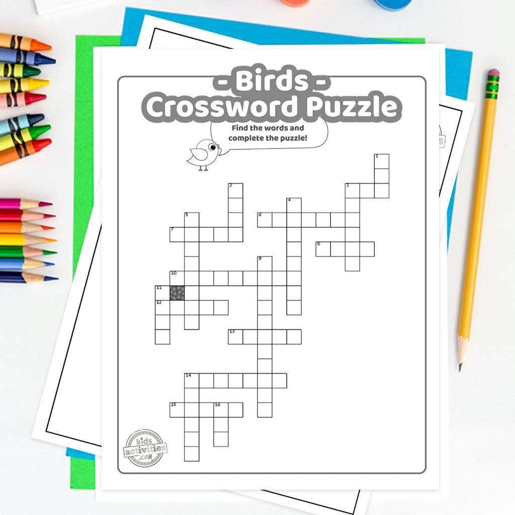 Printable crossword puzzle for kids with bird theme kids activities blog