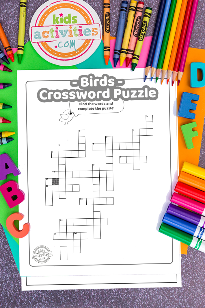 Printable crossword puzzle for kids with bird theme kids activities blog