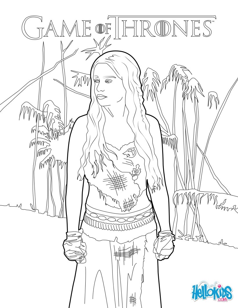 Game of thrones princess daenerys targaryen coloring pages