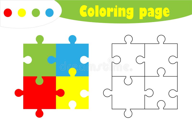 Puzzle in cartoon style coloring page education paper game for the development of children kids preschool activity printable stock illustration