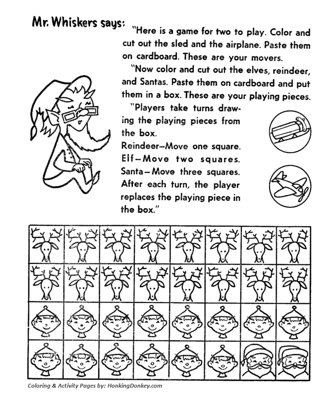 Board game pieces activity sheet