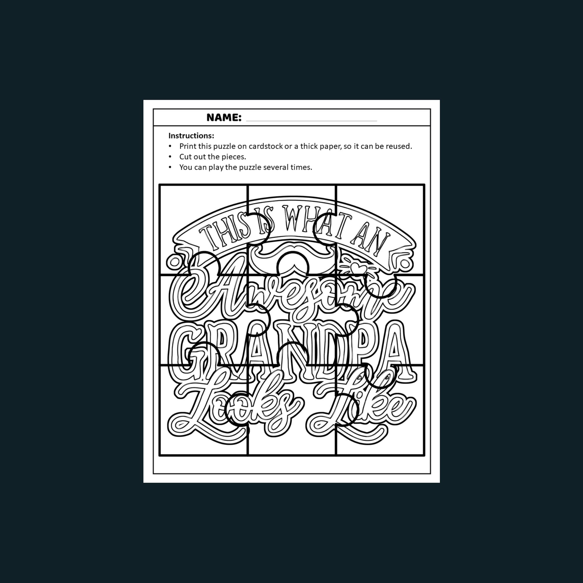 Printable grandparents day easy jigsaw quotes coloring puzzles games made by teachers