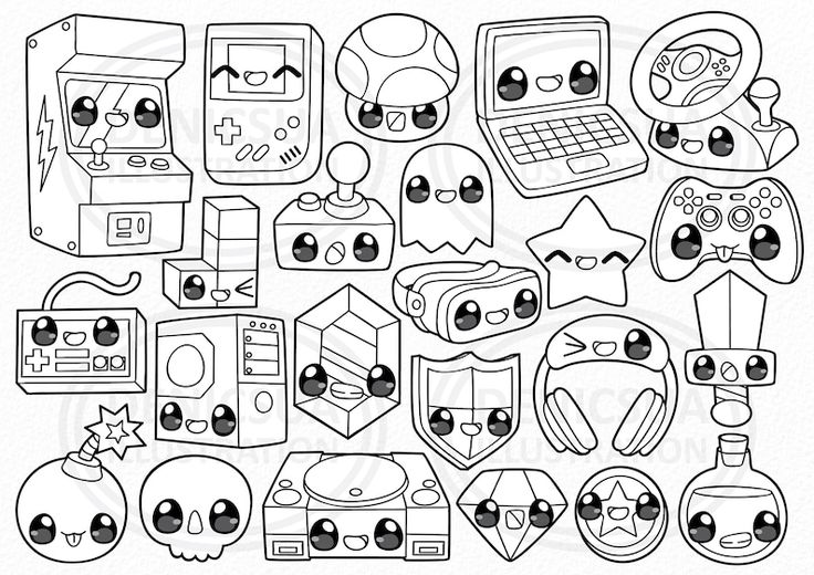 Video game clipart gamer vector video gaming level up retro game game material digital download png line clip art nursery printable