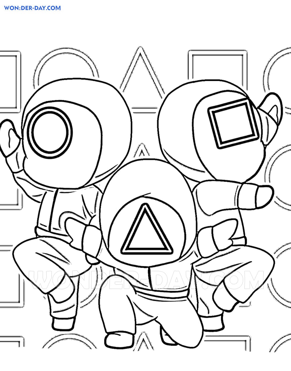 Free printable squid game coloring pages for kids