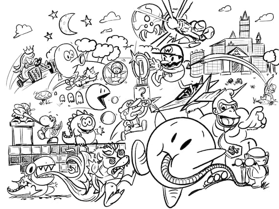 Printable video game coloring page