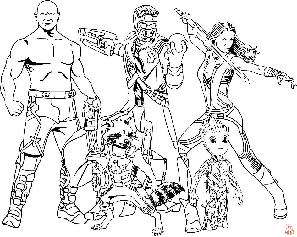 Colorful adventures with guardians of the galaxy coloring pages