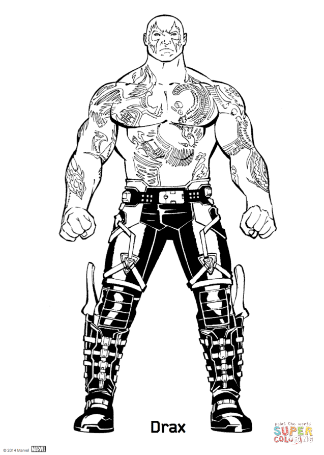 Drax from guardians of the galaxy coloring page free printable coloring pages