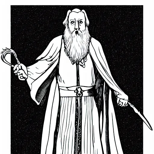 Dumbledore coloring book page black and white stable diffusion