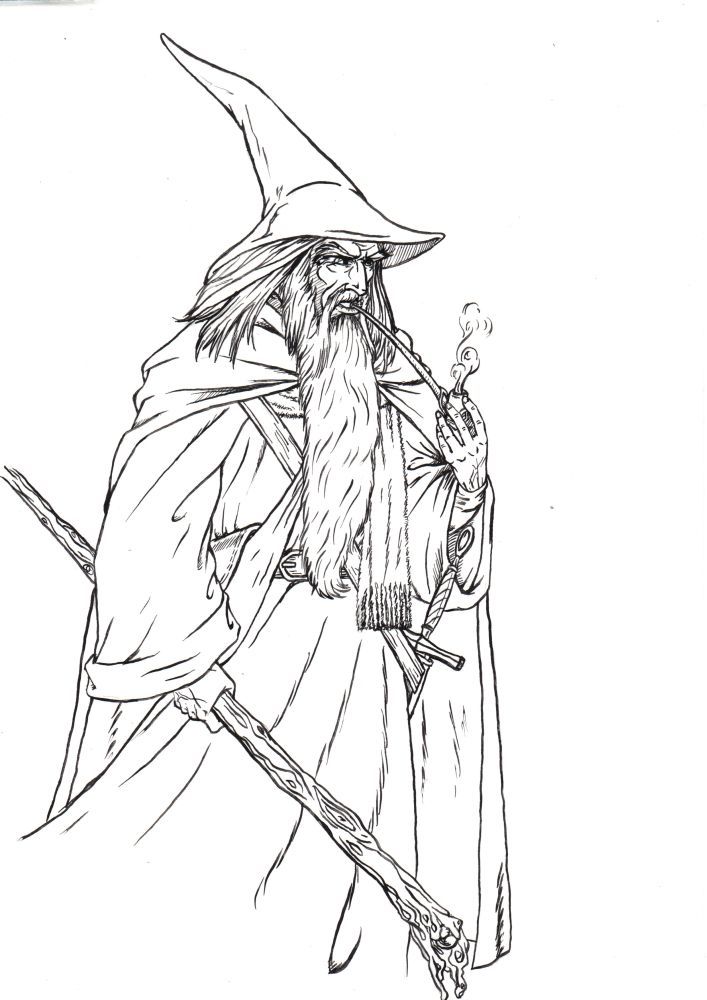 Gandalf witch coloring pages gandalf witch drawing