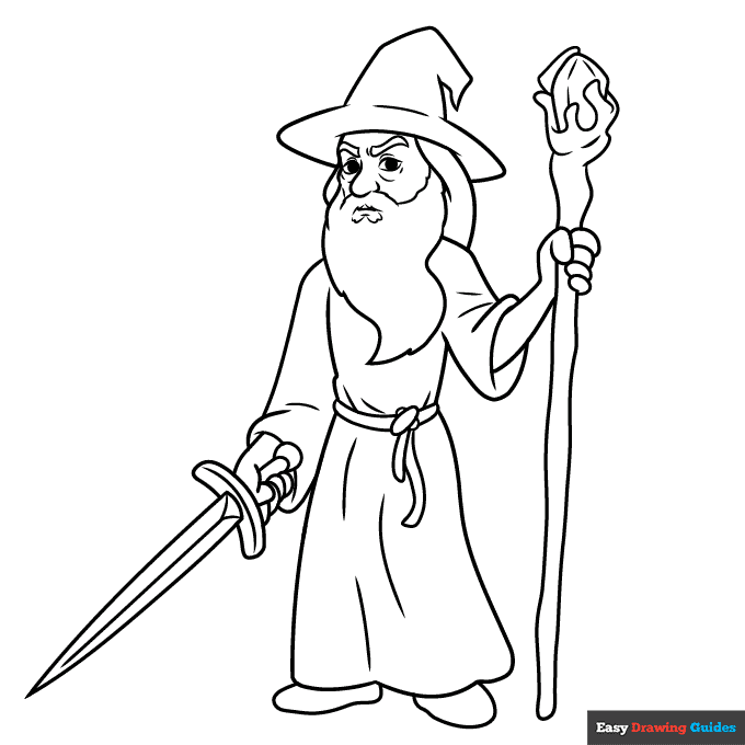 Gandalf coloring page easy drawing guides