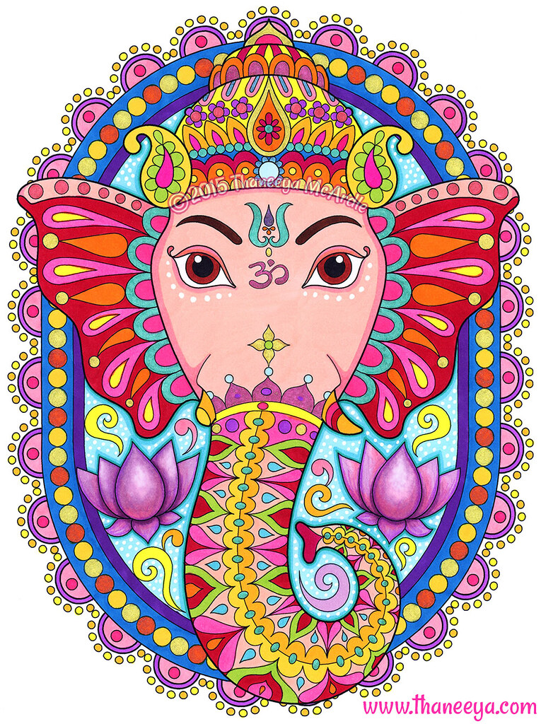 Ganesha coloring page by thaneeya mcardle heres a ganeshaâ