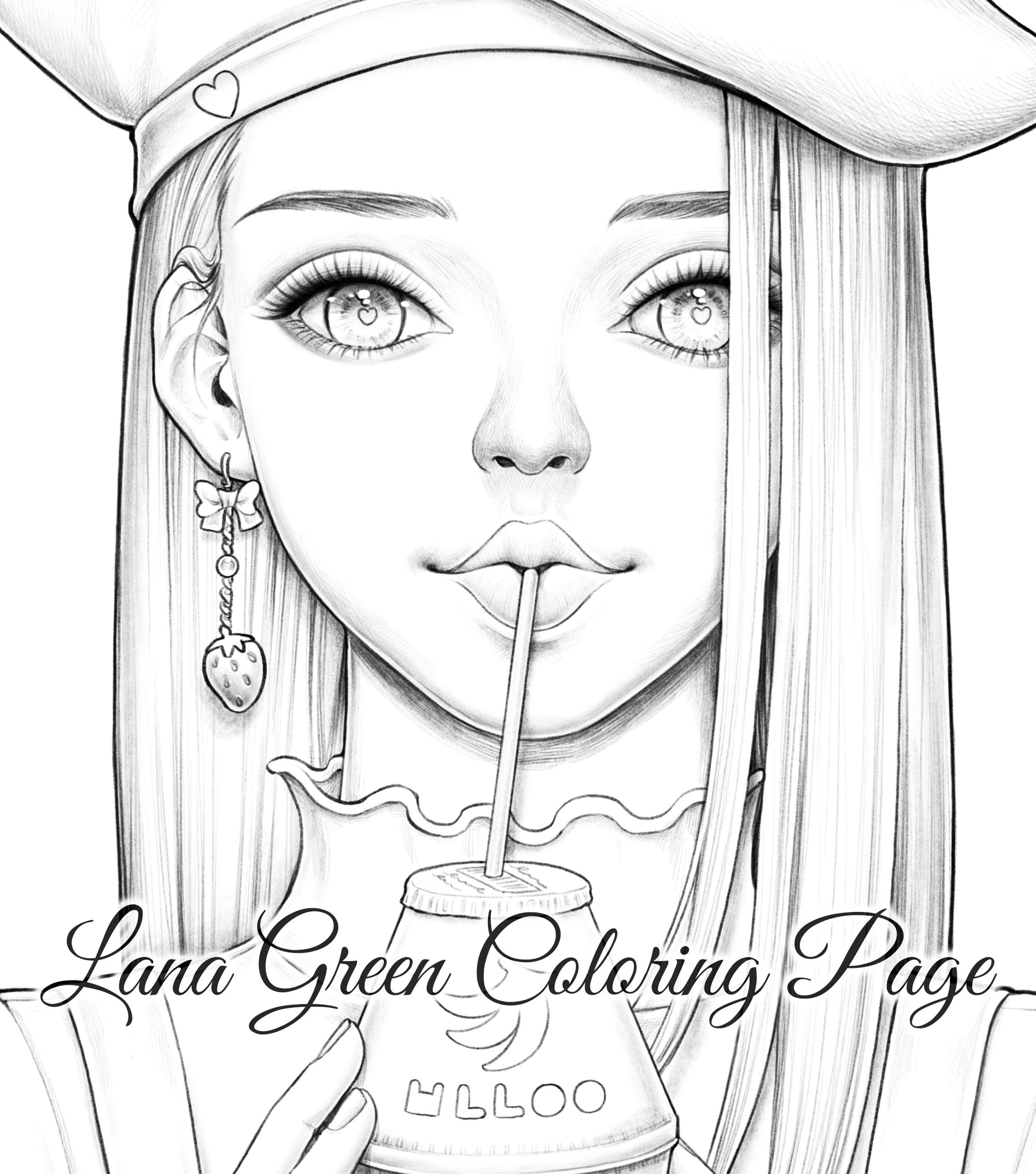 Banana milk coloring page for adults grayscale coloring page instant download lana green art jpeg pdf