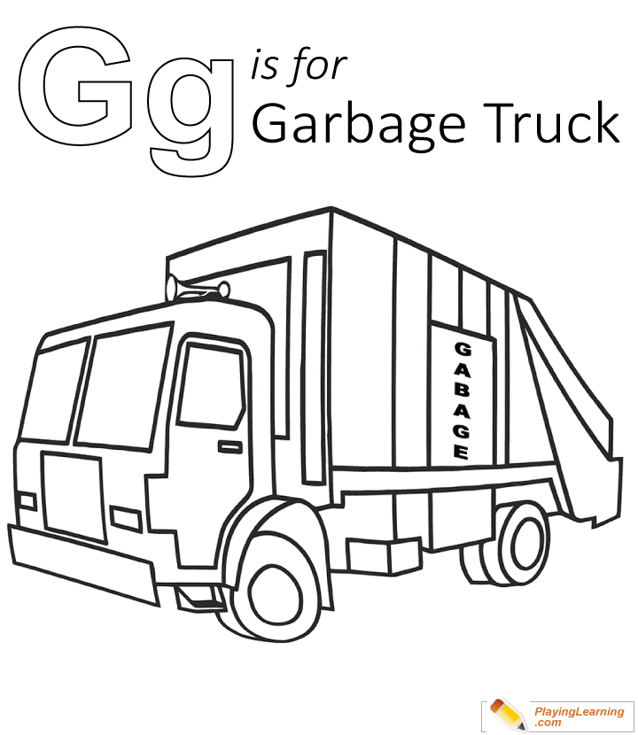 G is for garbage truck coloring page free g is for garbage truck coloring page