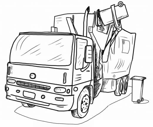 Garbage truck for children coloring page