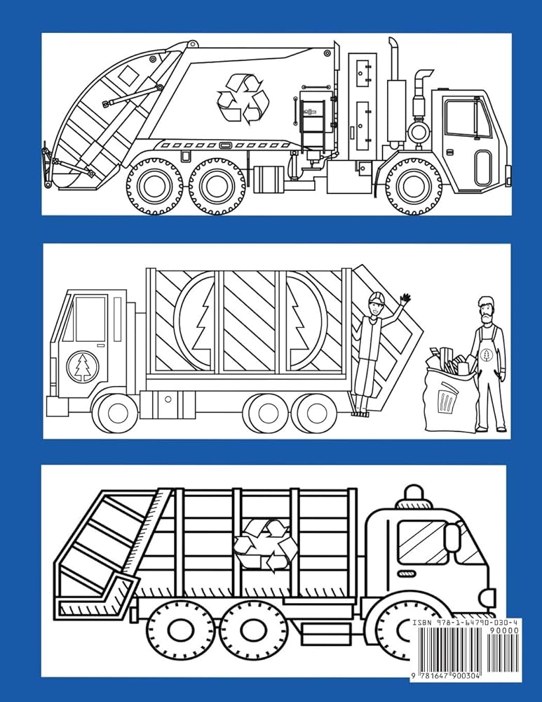 Garbage truck coloring book blue wave press books