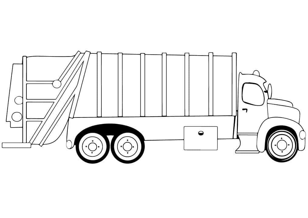 Simple garbage truck coloring page