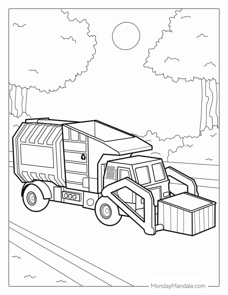 Garbage truck coloring pages free pdf printables