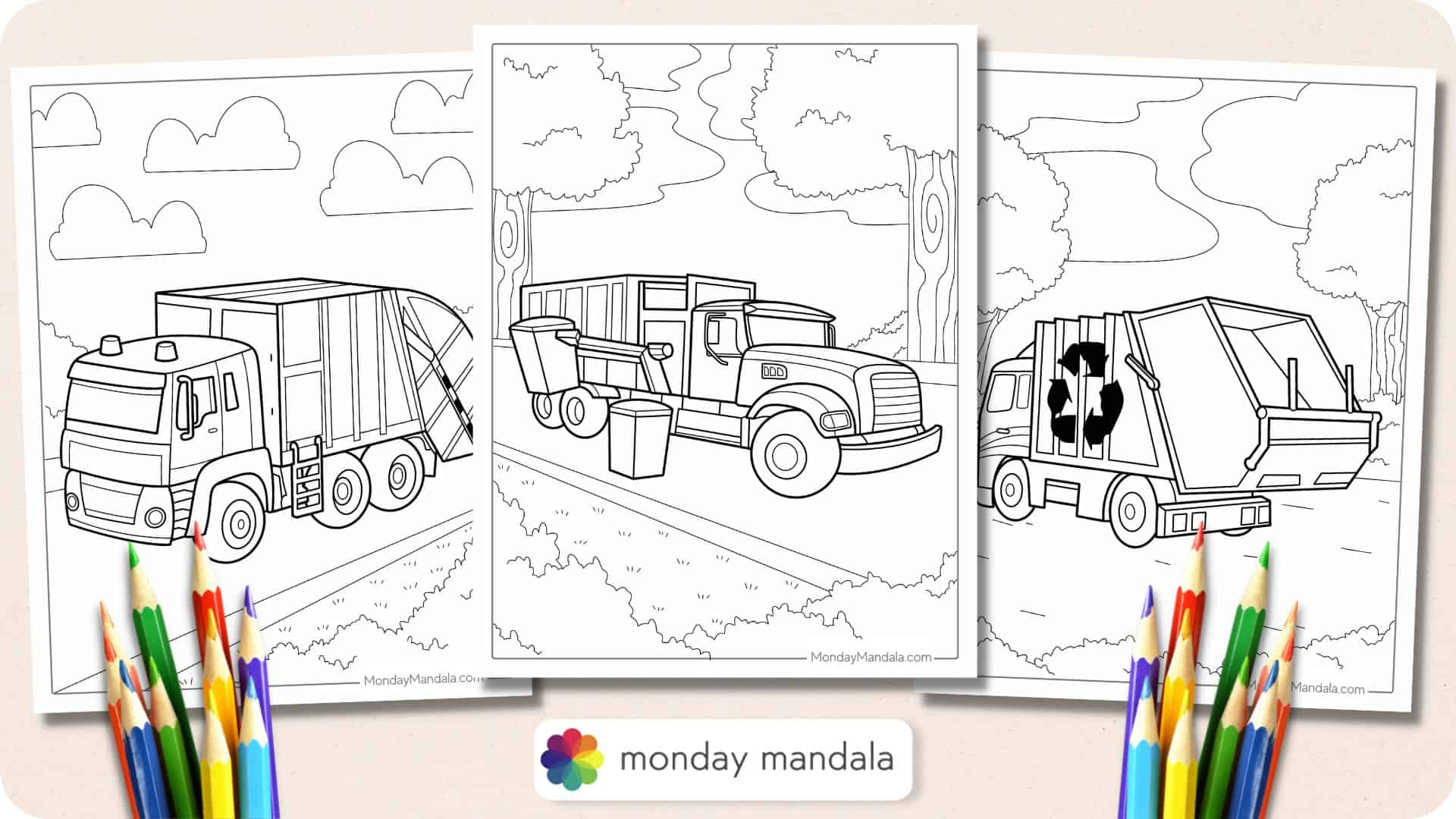 Garbage truck coloring pages free pdf printables