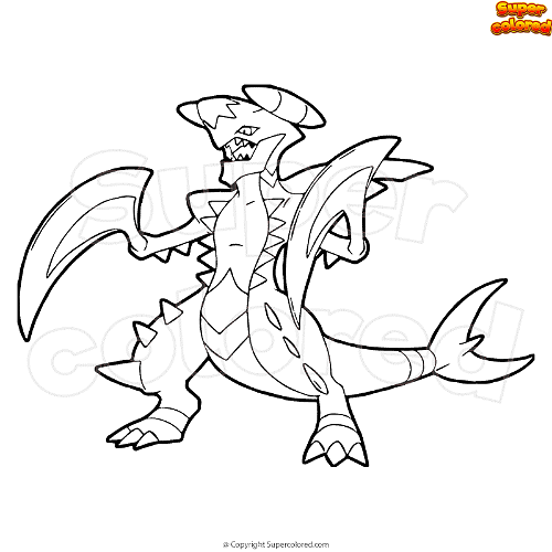 Coloring page pokemon mega garchomp