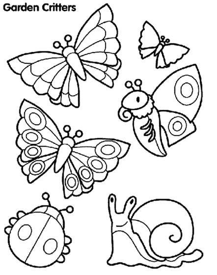 Garden critters coloring page