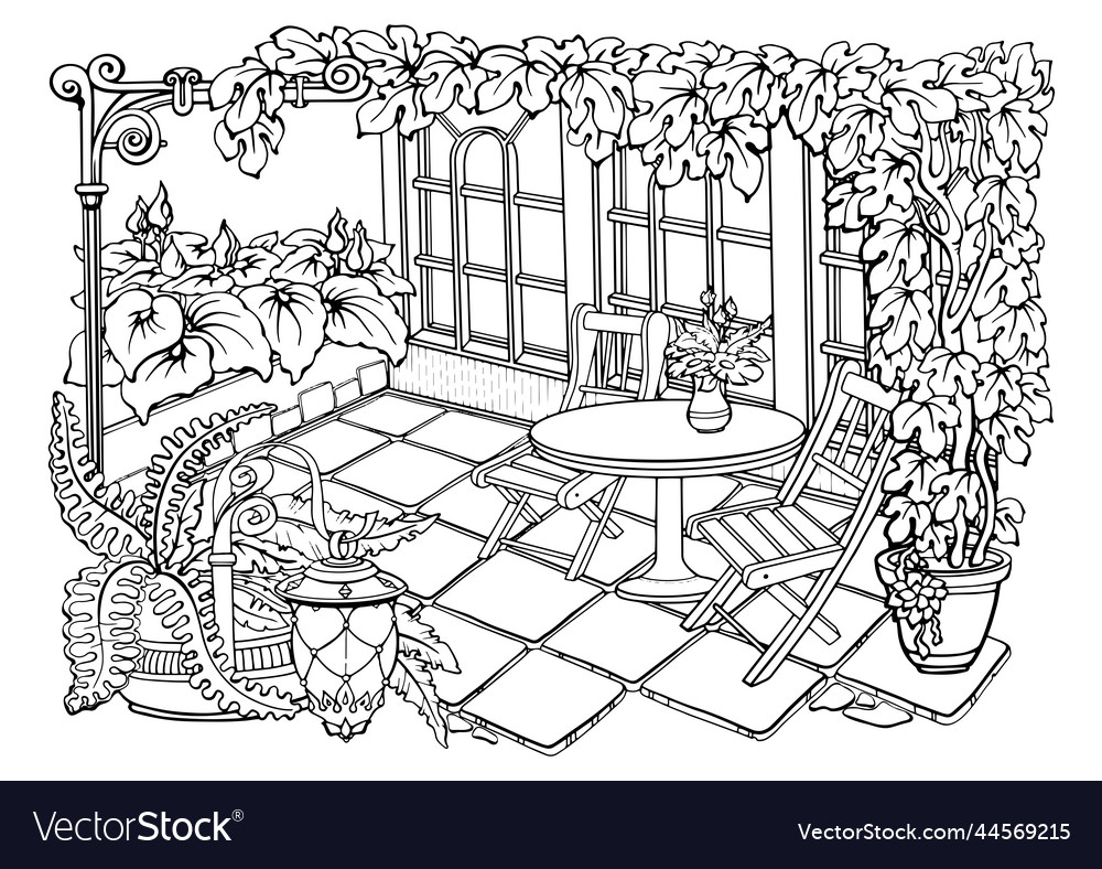 Romantic secret garden coloring pages anti vector image