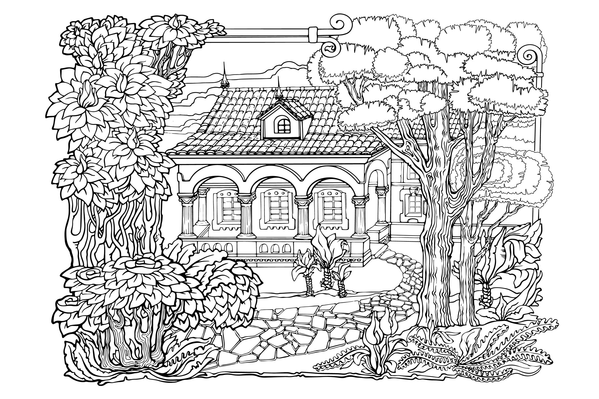 Secret garden coloring page printable adult