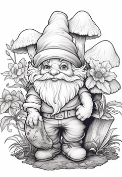 Cute gnomes coloring pages by art coloring book tpt