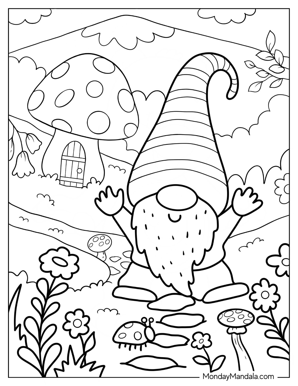 Gnome coloring pages free pdf printables