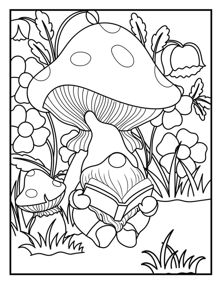 Printable gnome garden coloring pages for adults