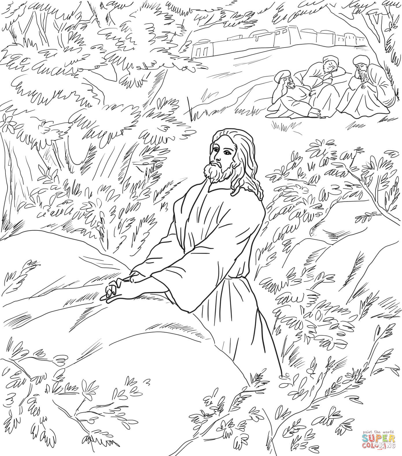 Jesus pray in the garden of gethsemane coloring page free printable coloring pages