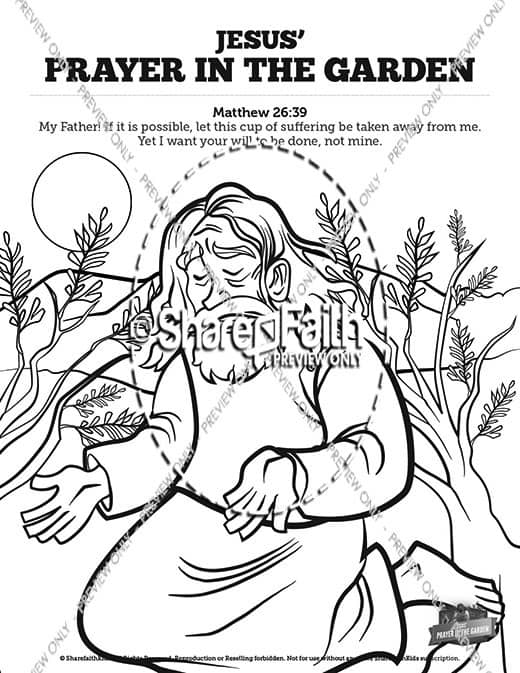 Matthew prayer in the garden sunday school coloring pages â