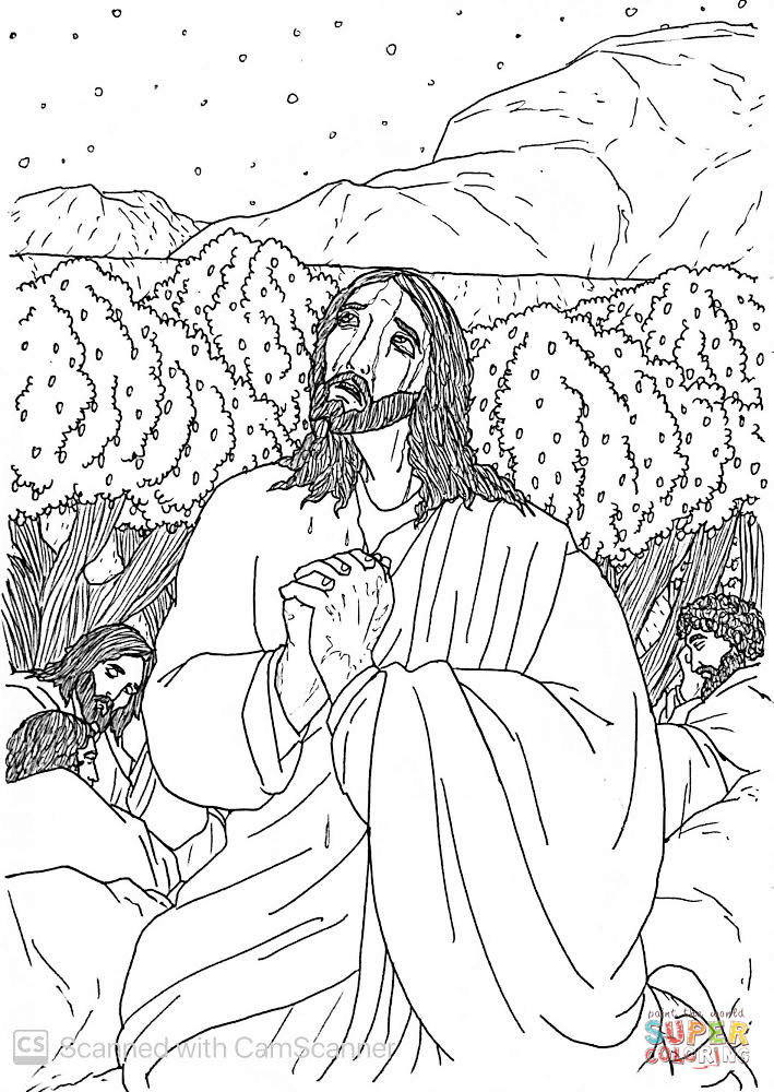 Jesus prays to his father the agony in the garden coloring page free printable coloring pages