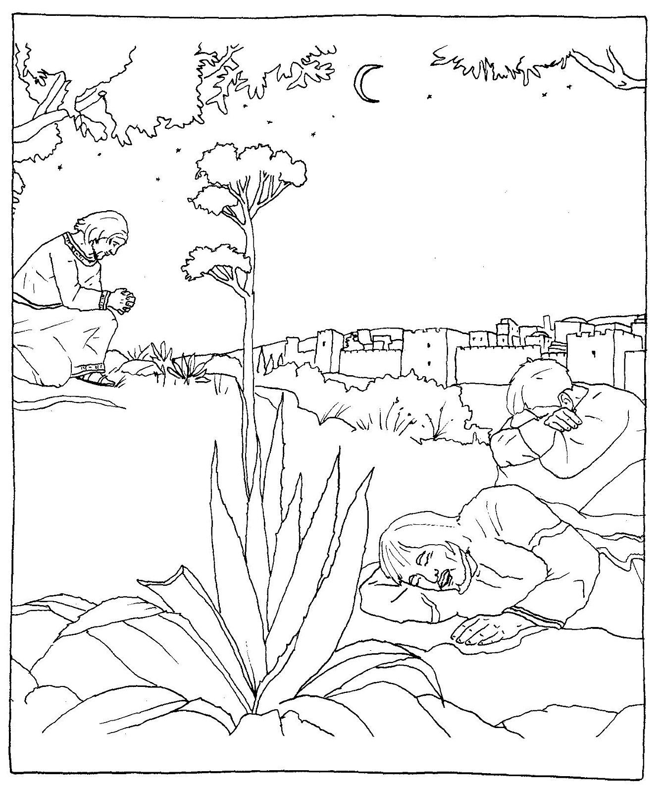 Jesus praying in the garden of gethsemane catholic coloring page jesus coloring pages coloring pages coloring pages for kids