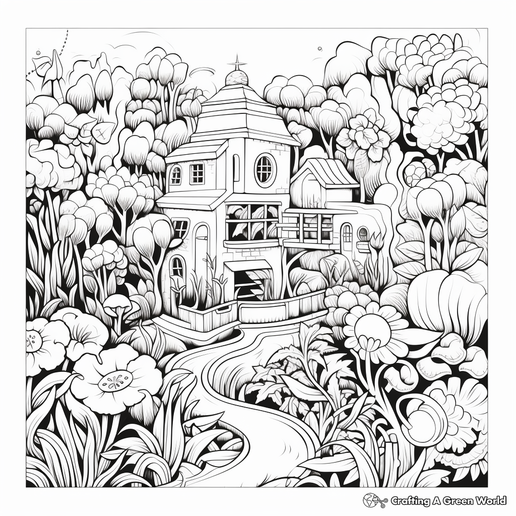 Garden for adults coloring pages