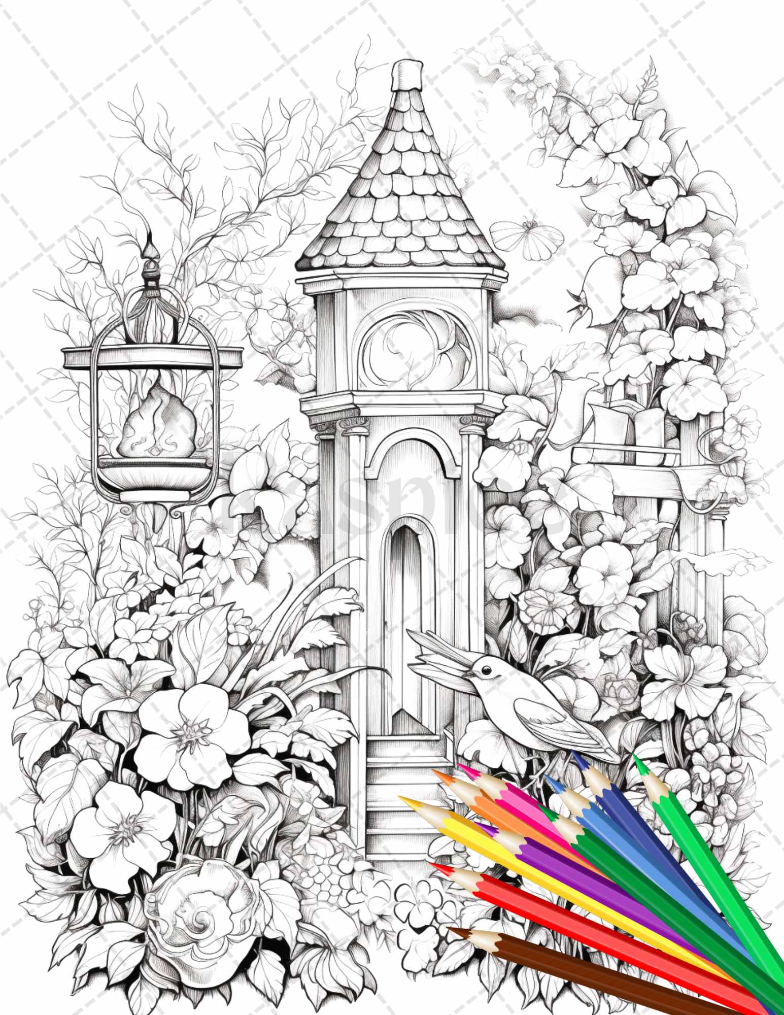 Secret garden coloring pages printable for adults grayscale coloring â coloring