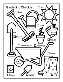 Gardening checklist coloring page coloring pages cool patches preschool garden